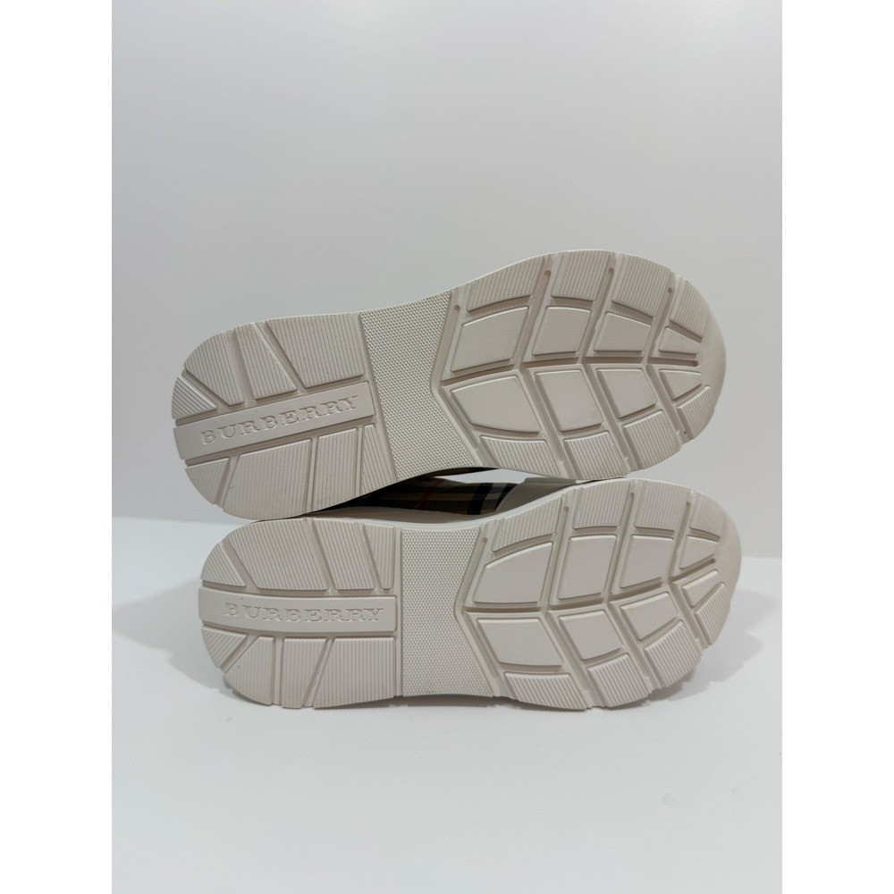 Burberry Ramsey Sneakers Womens 38 Beige Vintage Check Leather Platform - Picture 5 of 14